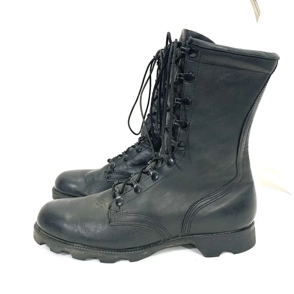 Vintage PJ Combat Boots Mens 8.5 R Black Leather 1988 Military